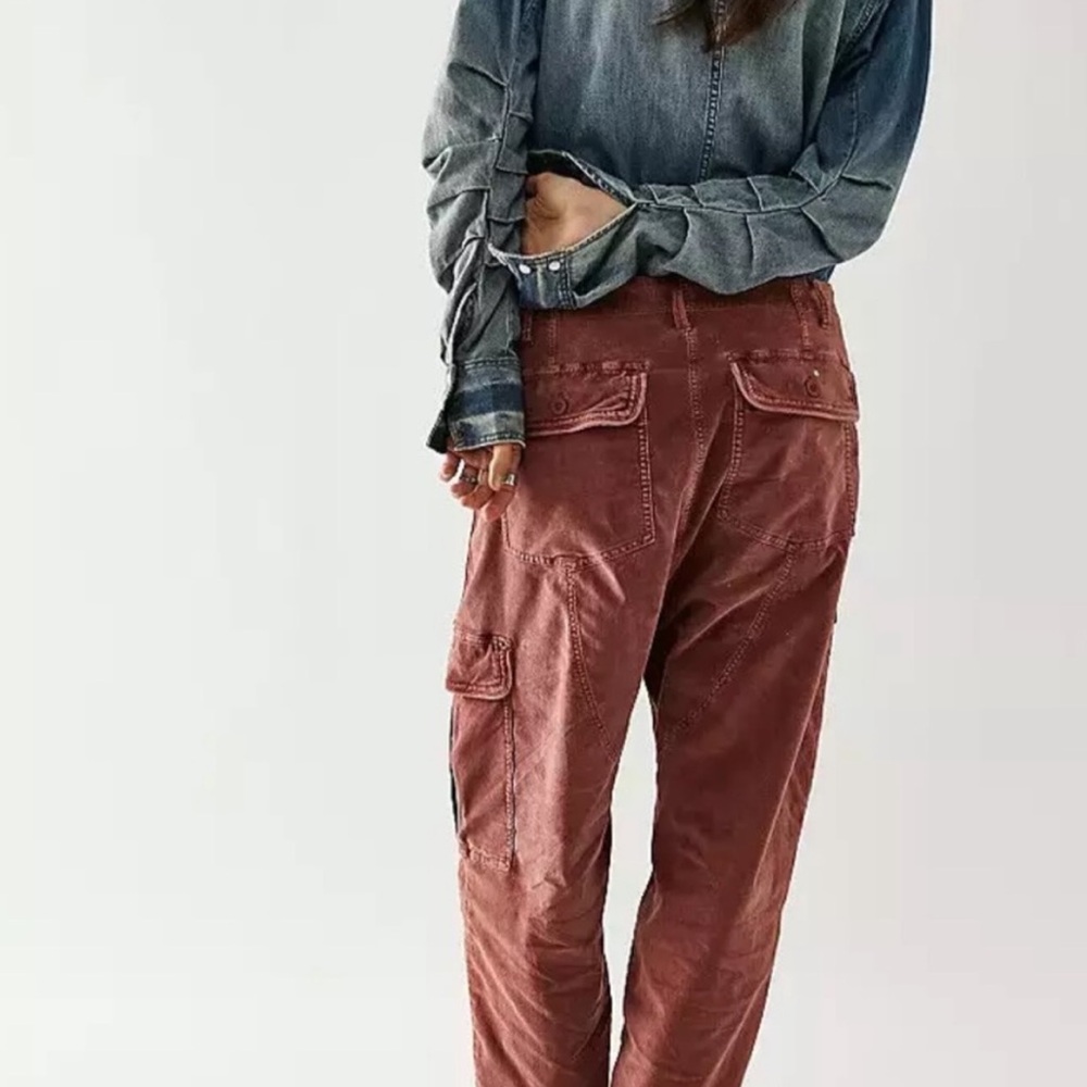 NWOT FREE PEOPLE Bay To Breakers Soft Corduroy Cargo Pants In Roasted Russet S - Picture 6 of 17